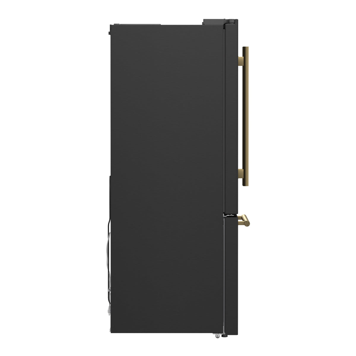 Forno Gallipoli 30-Inch Refrigerator with Ice Maker, 17.5 Cu. Ft., Black with Antique Brass Handles (Model FFFFD1974-31BLK)