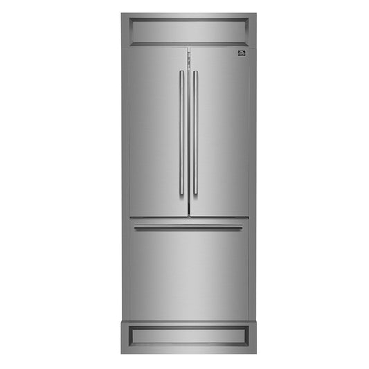Forno Gallipoli 35-Inch Built-In French Door Refrigerator, 17.5 cu ft, Stainless Steel, Ice Maker, Model FFFFD1974-35MG