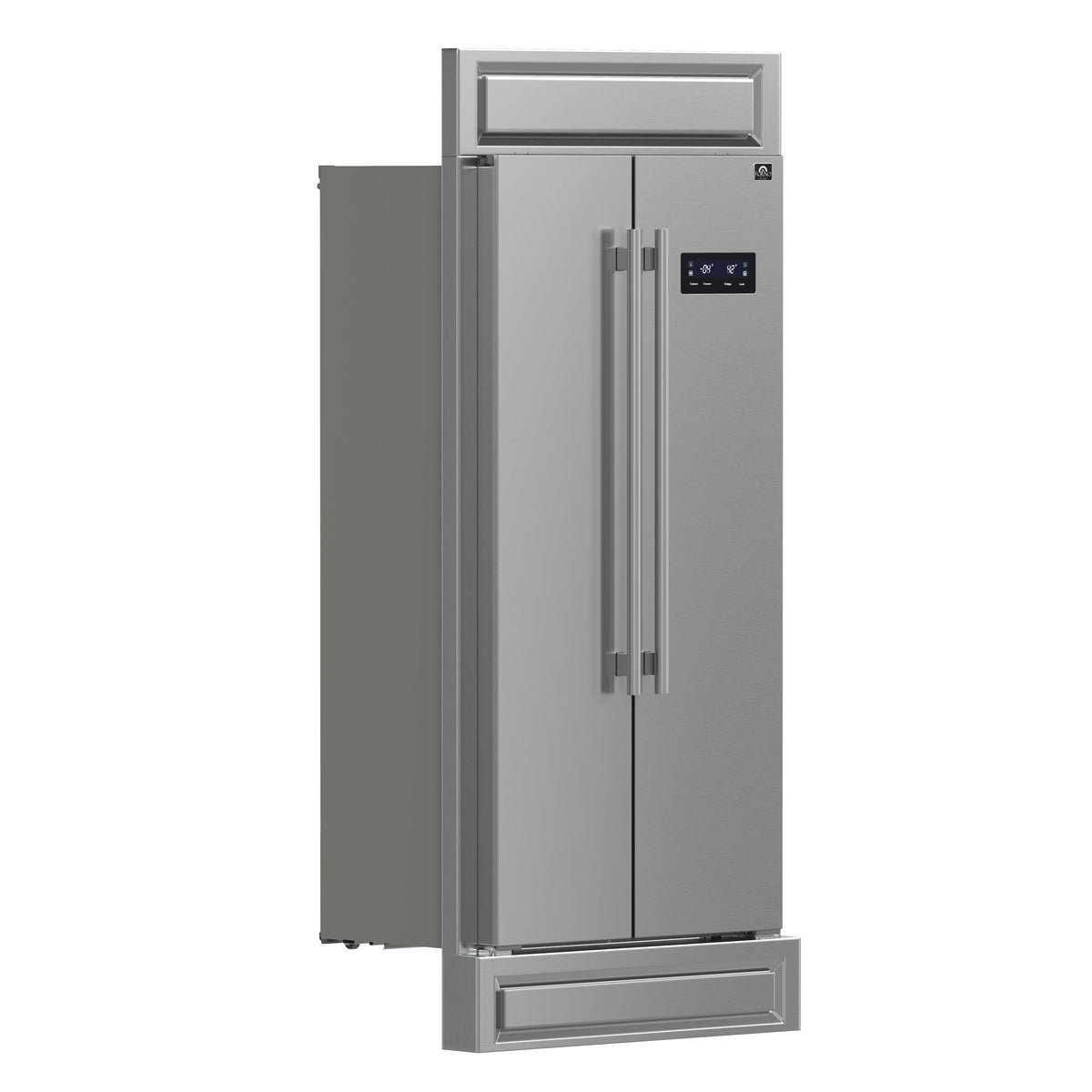 FORNO Salerno 37-Inch Built-In Side-by-Side Refrigerator, 15.6 cu ft, Stainless Steel, with Modern Trim Kit (FFRBI1805-37MG)