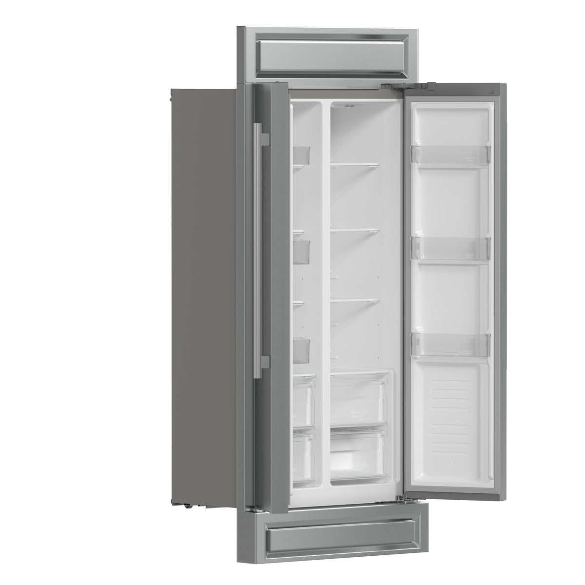 FORNO Salerno 37-Inch Built-In Side-by-Side Refrigerator, 15.6 cu ft, Stainless Steel, with Modern Trim Kit (FFRBI1805-37MG)