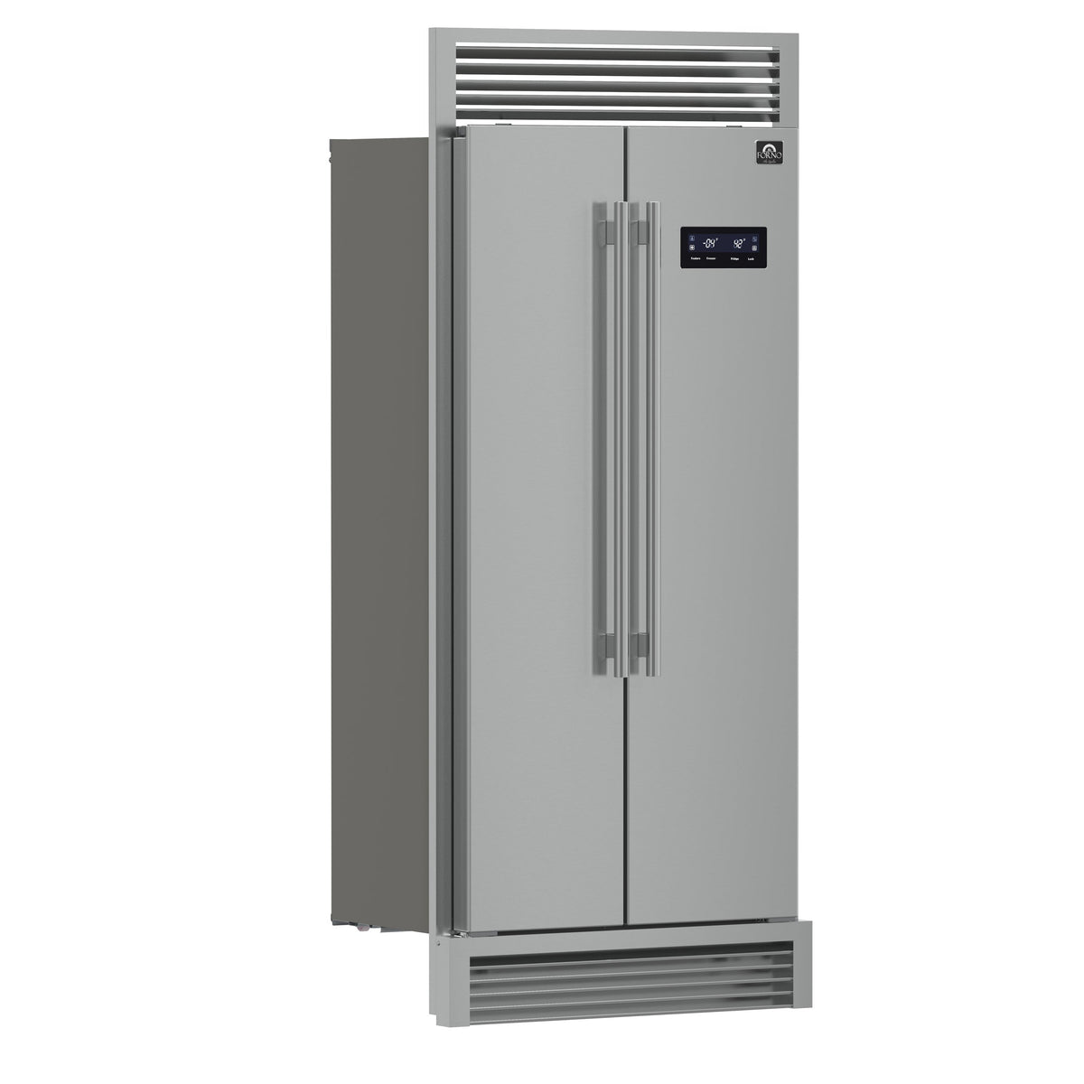 Forno Salerno 37-Inch Side-by-Side Built-In Refrigerator, 15.6 Cu. Ft., Stainless Steel with Grill Trim Kit (Model FFRBI1805-37SG)