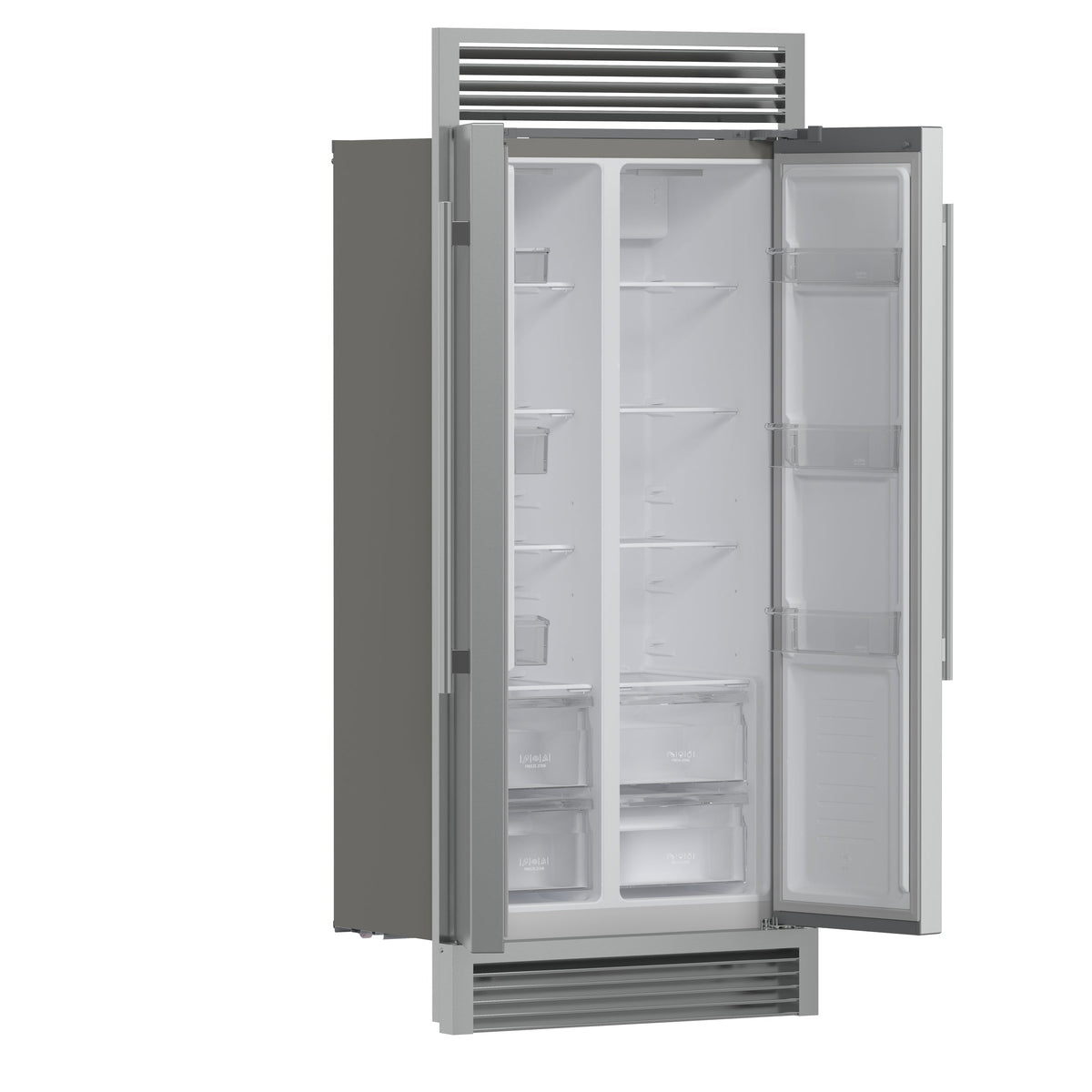 Forno Salerno 37-Inch Side-by-Side Built-In Refrigerator, 15.6 Cu. Ft., Stainless Steel with Grill Trim Kit (Model FFRBI1805-37SG)