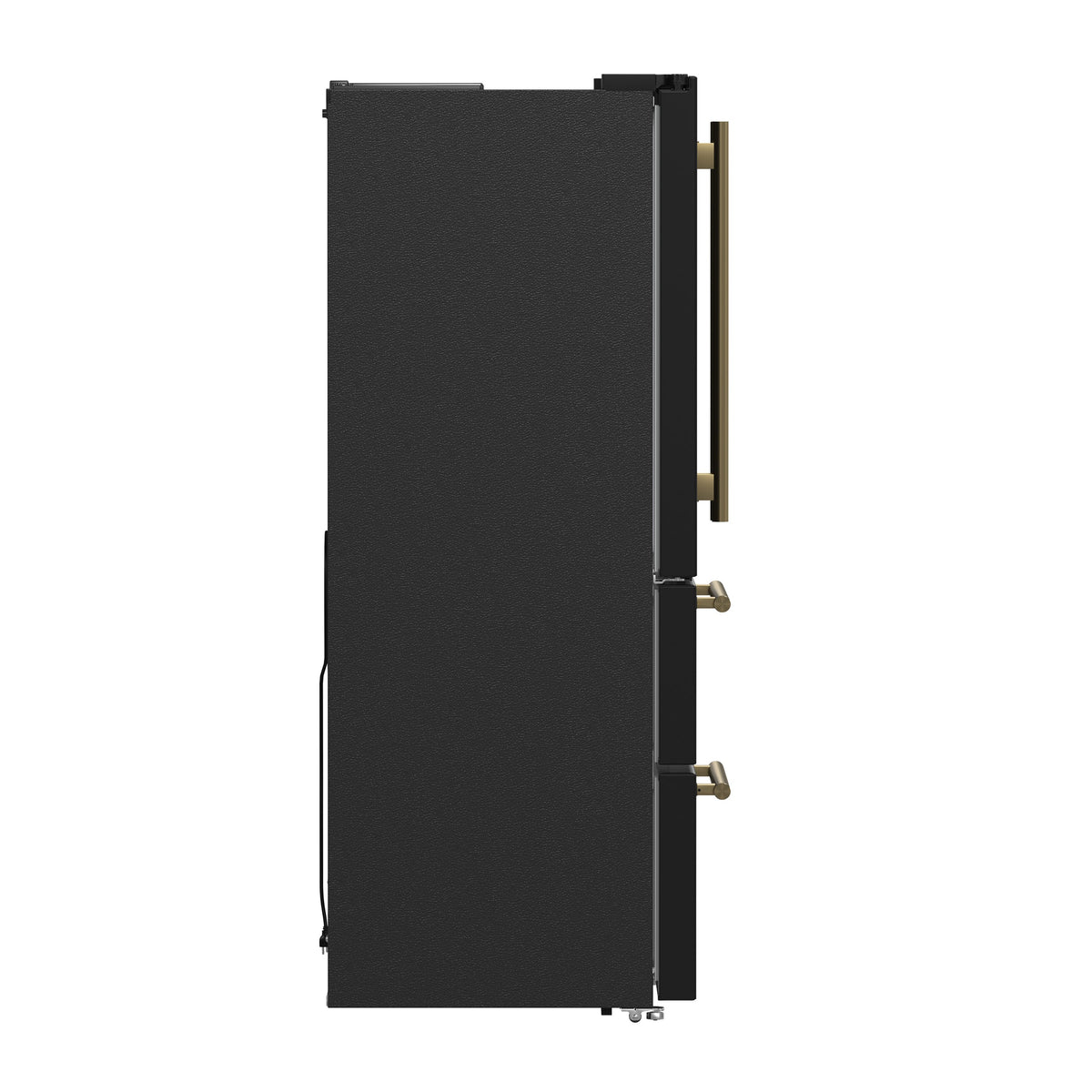 FORNO Moena 36-Inch Counter-Depth Refrigerator, 19.2 cu. ft., with Ice Maker, Black with Antique Brass Handles (FFRBI1820-36BLK)