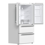 Forno Espresso Moena 36 in Counter-Depth French Door Refrigerator, 19.2 cu ft, White, with Ice Maker and Stainless Steel Handles (FFRBI1820-36WHT)