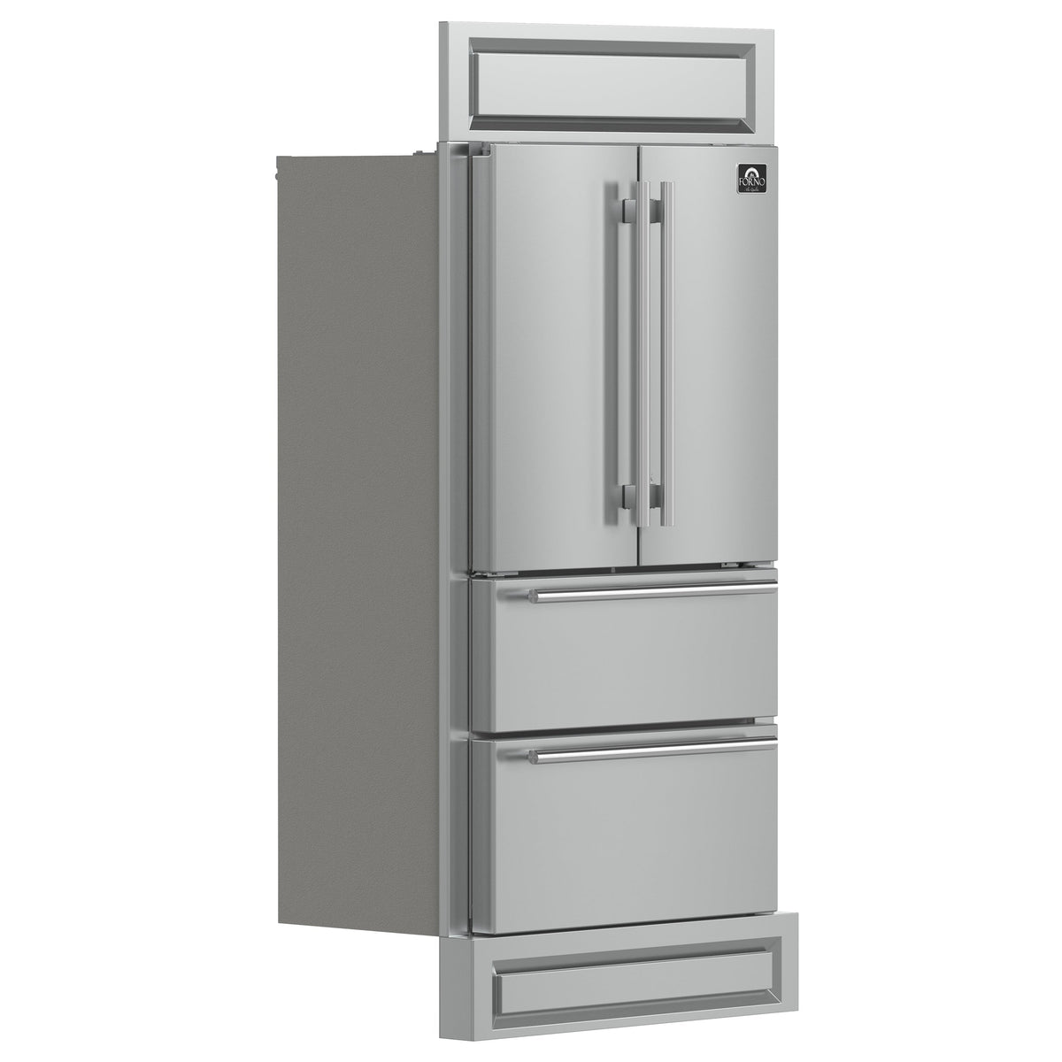 Forno Moena 40-Inch Built-In French Door Refrigerator, 19.2 cu. ft., Stainless Steel, Ice Maker, Modern Trim Kit (Model FFRBI1820-40MG)