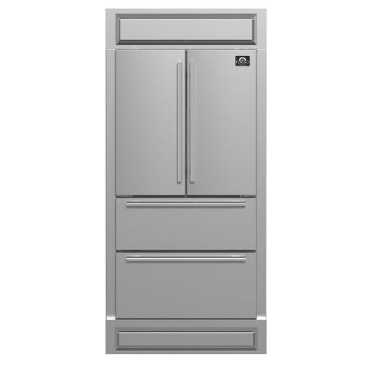 Forno Moena 40-Inch Built-In French Door Refrigerator, 19.2 cu. ft., Stainless Steel, Ice Maker, Modern Trim Kit (Model FFRBI1820-40MG)