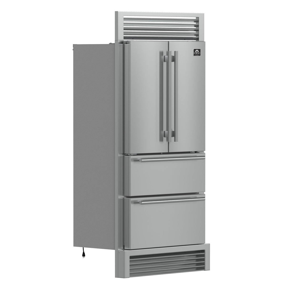Forno Moena 40-Inch Built-In French Door Refrigerator, 19.2 cu ft, Stainless Steel, Ice Maker, Trim Kit (FFRBI1820-40SG)