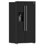 Forno Salerno 36-Inch Side-by-Side Refrigerator, 20 cu. ft., Water & Ice Dispenser, Black with Stainless Steel Handles, FFRBI1844-36BLK