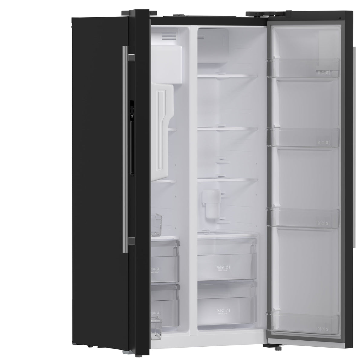 Forno Salerno 36-Inch Side-by-Side Refrigerator, 20 cu. ft., Water & Ice Dispenser, Black with Stainless Steel Handles, FFRBI1844-36BLK