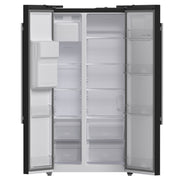 Forno Salerno 36-Inch Side-by-Side Refrigerator, 20 cu. ft., Black, Water & Ice Dispenser, Antique Brass Handles (FFRBI1844-36BLK)