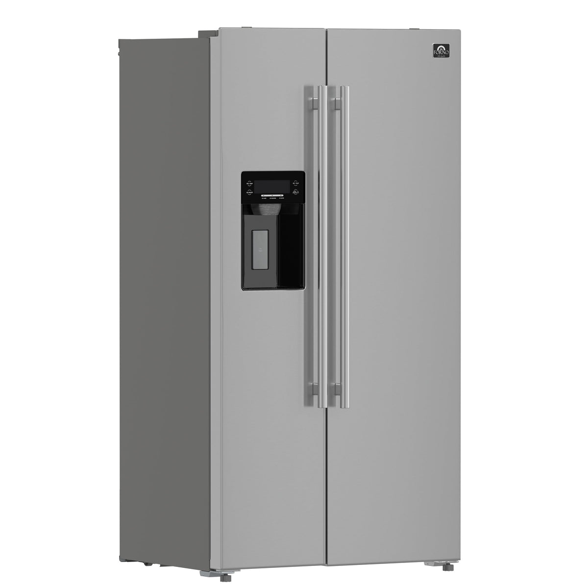 Forno Salerno 36-Inch Built-In Side-by-Side Refrigerator, 20 Cu. Ft., Water and Ice Dispenser, Model FFRBI1844-36SB