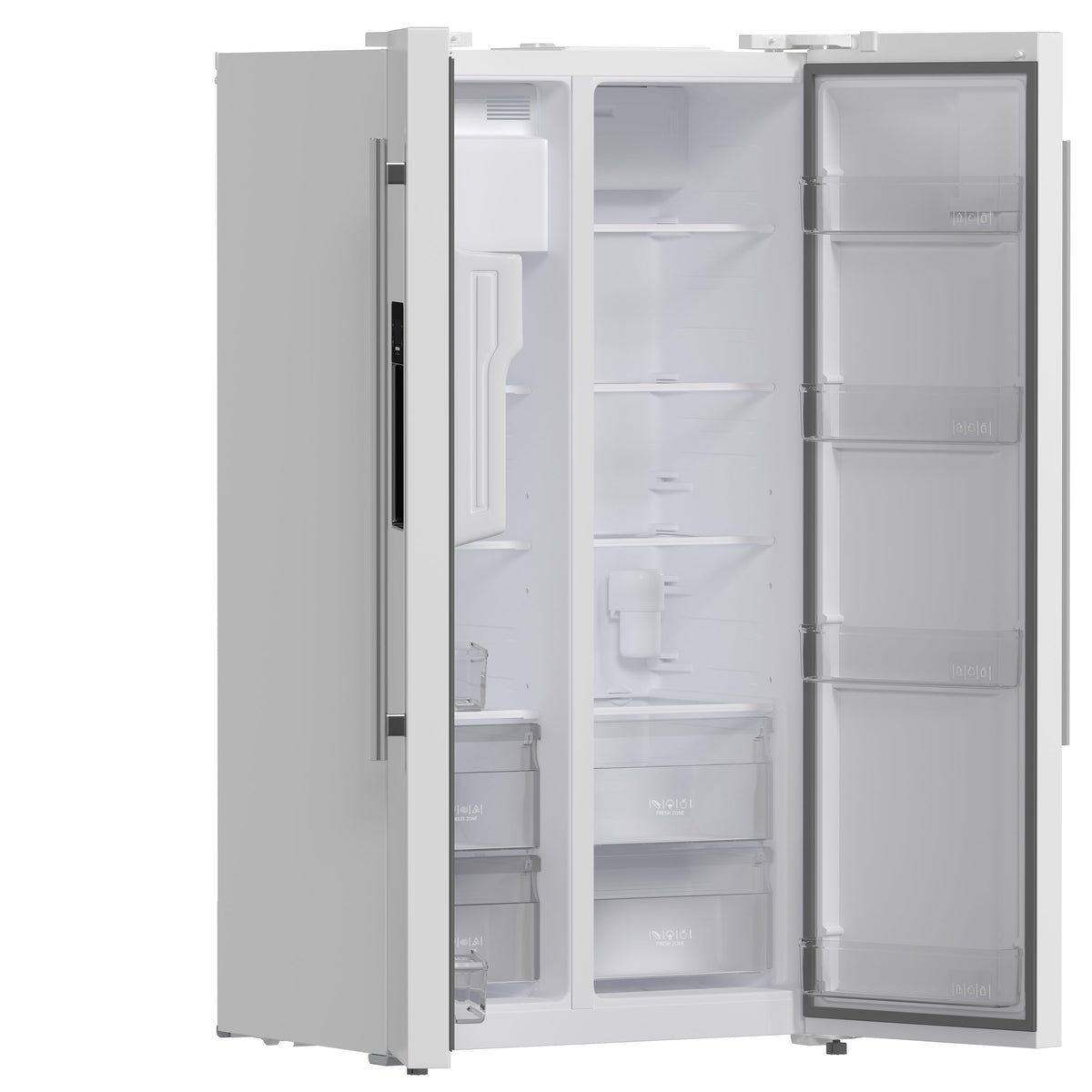 Forno Salerno 36" Side-by-Side Refrigerator, 20 cu. ft., White, External Water & Ice Dispenser, Stainless Steel Handles, FFRBI1844-36WHT