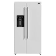 Forno Salerno 36" Side-by-Side Refrigerator, 20 cu. ft., White, External Water & Ice Dispenser, Stainless Steel Handles, FFRBI1844-36WHT