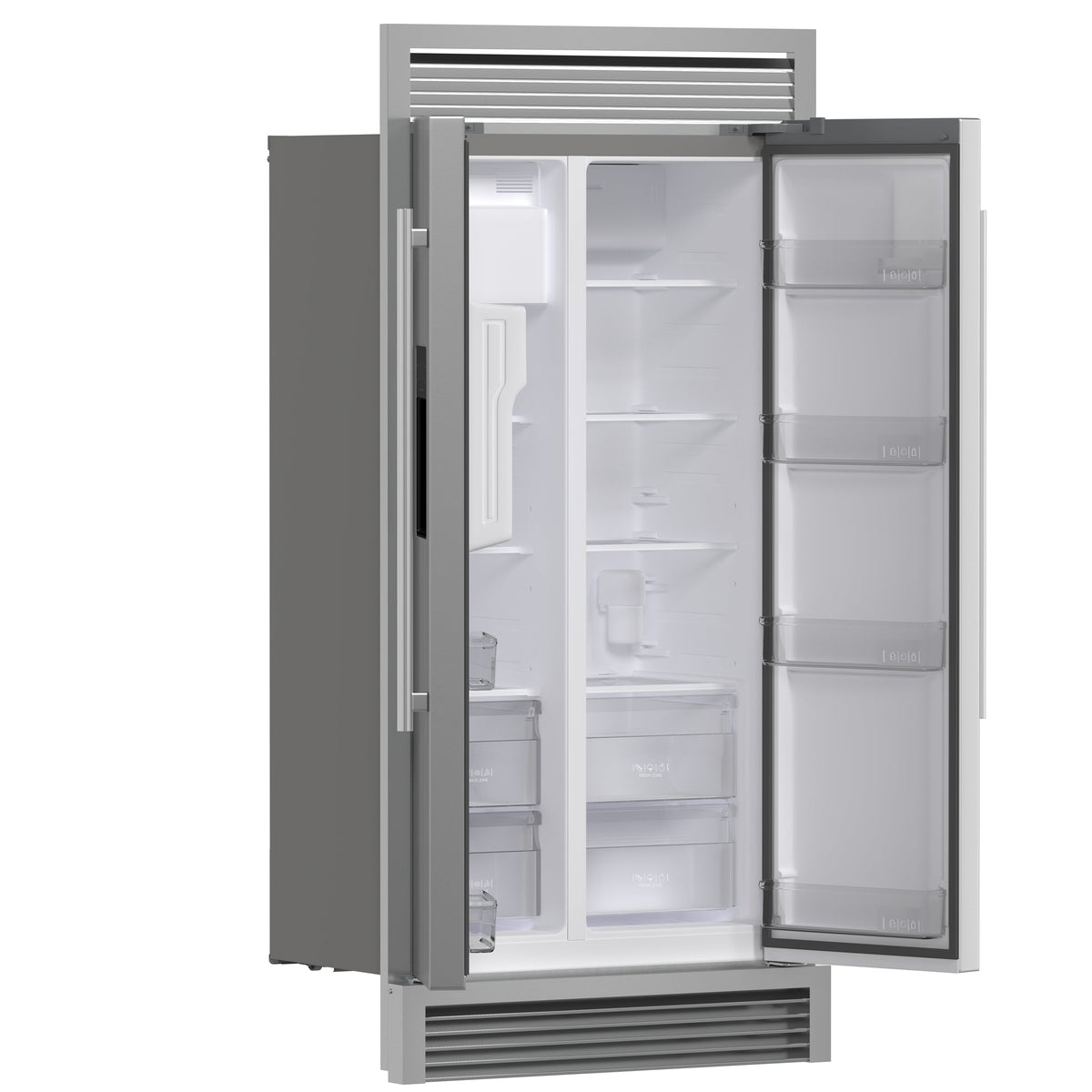 Forno Salerno 40-Inch Built-In Side-by-Side Refrigerator, 20 Cu. Ft., Water & Ice Dispenser, Stainless Steel with Grill Trim Kit (FFRBI1844-40SG)