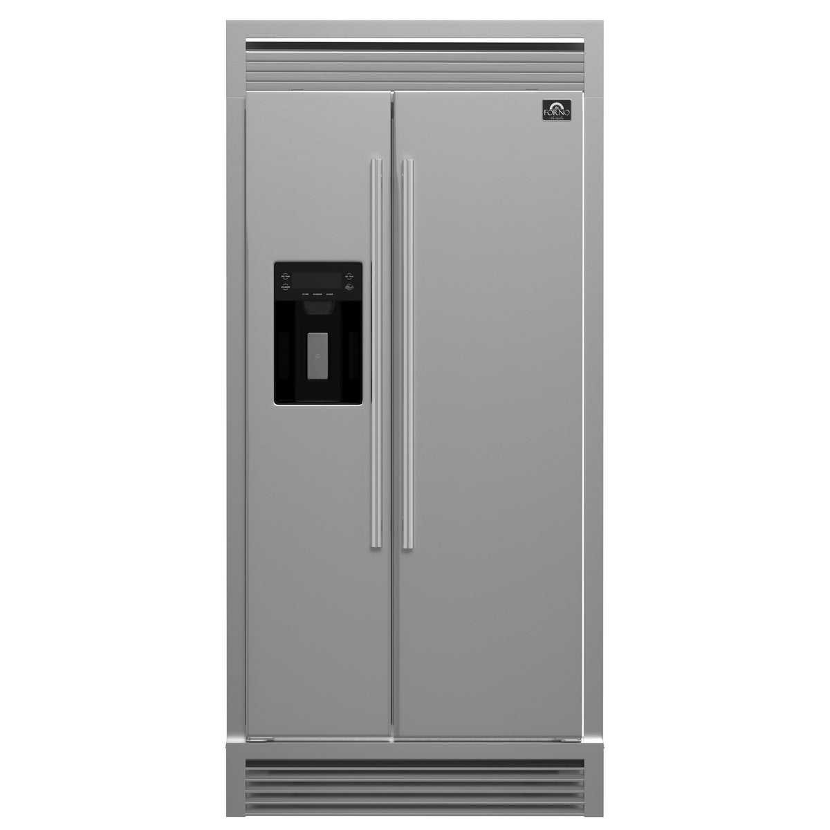 Forno Salerno 40-Inch Built-In Side-by-Side Refrigerator, 20 Cu. Ft., Water & Ice Dispenser, Stainless Steel with Grill Trim Kit (FFRBI1844-40SG)