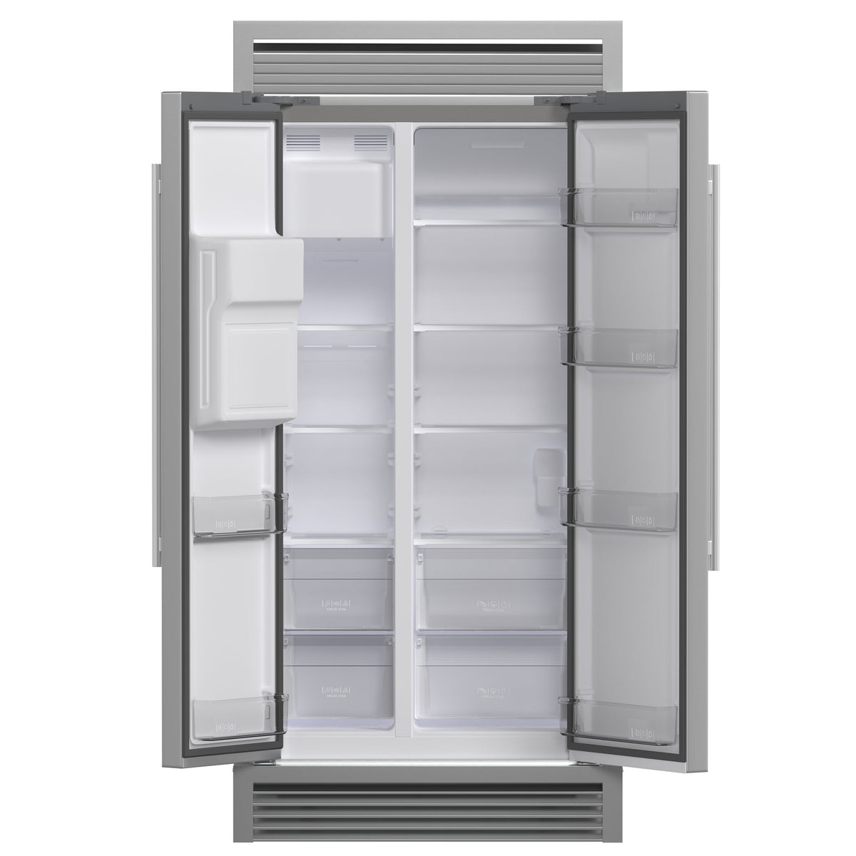 Forno Salerno 40-Inch Built-In Side-by-Side Refrigerator, 20 Cu. Ft., Water & Ice Dispenser, Stainless Steel with Grill Trim Kit (FFRBI1844-40SG)
