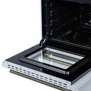 FORNO Breno 24-Inch Freestanding Gas Range, 2.3 cu. ft. Oven, 4 Sealed Burners, Storage Drawer, Air Fryer Kit, White with Antique Brass Accents (Model FFSGS6272-24WHT)