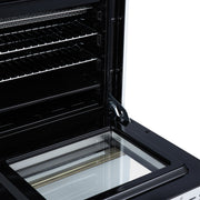 FORNO Breno 24-Inch Freestanding Gas Range, 2.3 cu. ft. Oven, 4 Sealed Burners, Storage Drawer, Air Fryer Kit, White with Antique Brass Accents (Model FFSGS6272-24WHT)