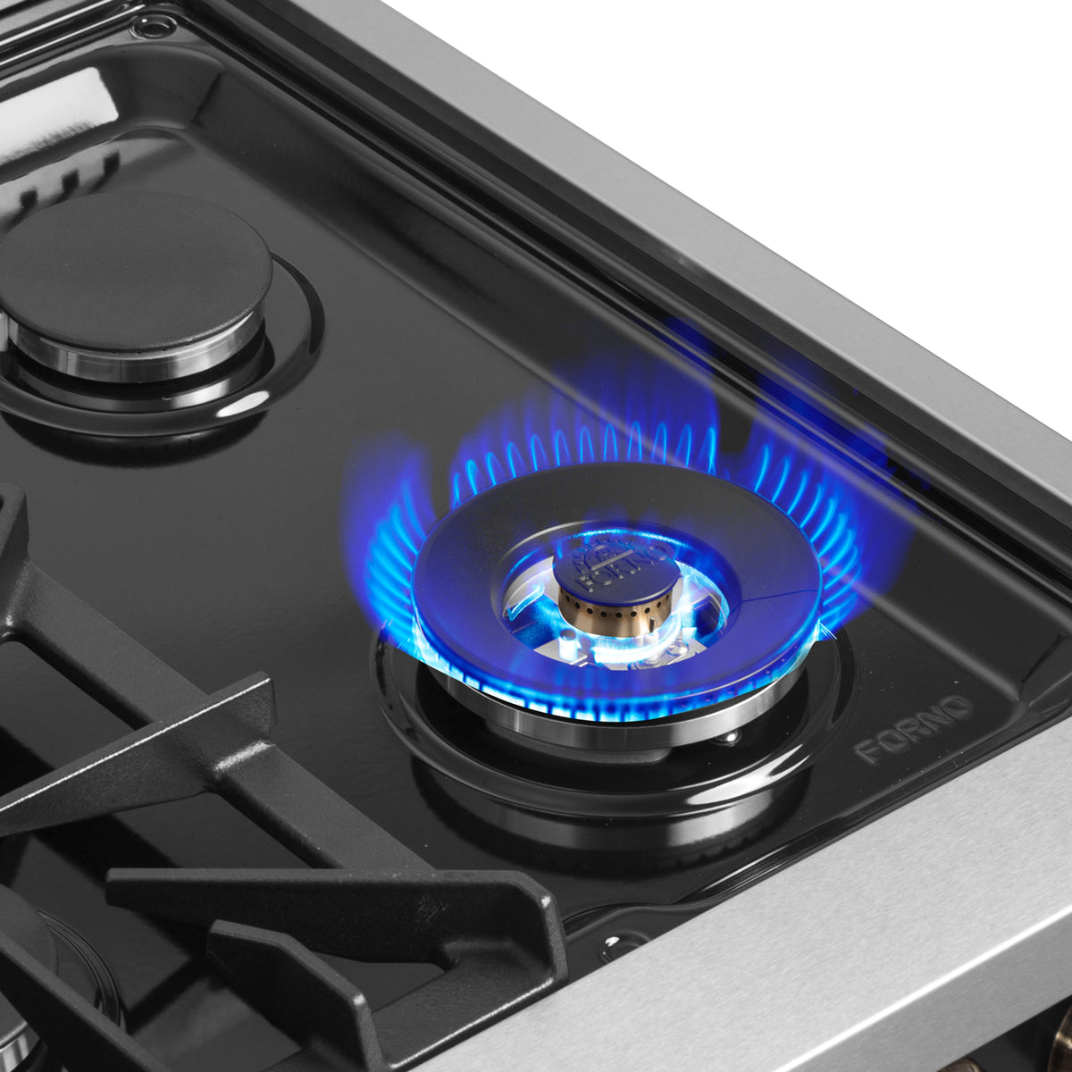 FORNO Galiano 36-Inch Dual Fuel Range, 5.36 cu. ft. French Door Oven, 6 Sealed Burners, Black with Antique Brass Accents (Model FFSGS6356-36BLK)