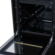 Forno Lamazze 20-Inch Freestanding Gas Range, 2.05 Cu. Ft. Oven, 4 Sealed Burners, Black with Antique Brass Accents (Model FFSGS6265-20BLK)