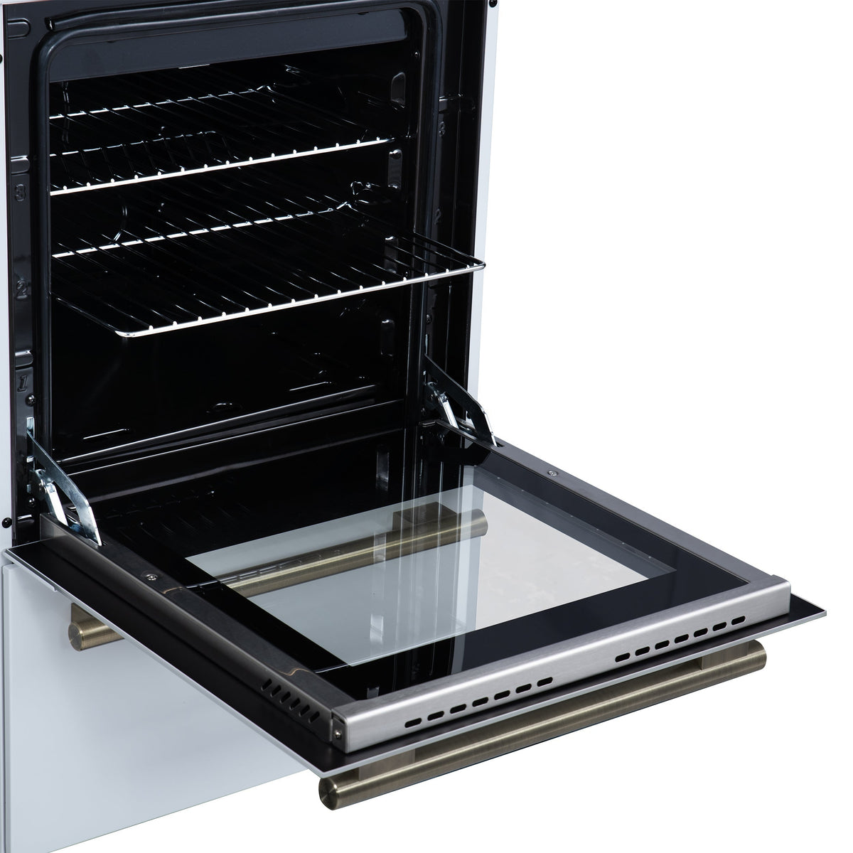 Forno Lamazze 20-Inch Freestanding Gas Range, 2.05 cu. ft. Oven, 4 Sealed Burners, White with Antique Brass Accents (Model FFSGS6265-20WHT)