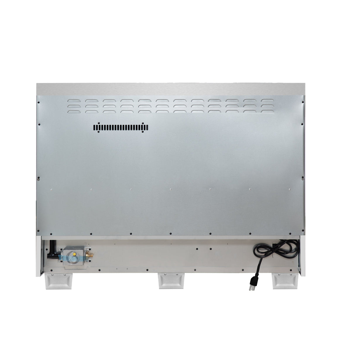 Forno Capriasca 48 Inch French Door Gas Range, 6.58 Cu. Ft., 8 Sealed Burners, Air Fry Kit, Rotisserie Kit, Wok Support, Griddle, Black with Antique Brass Accents (FFSGS6460-48BLK)