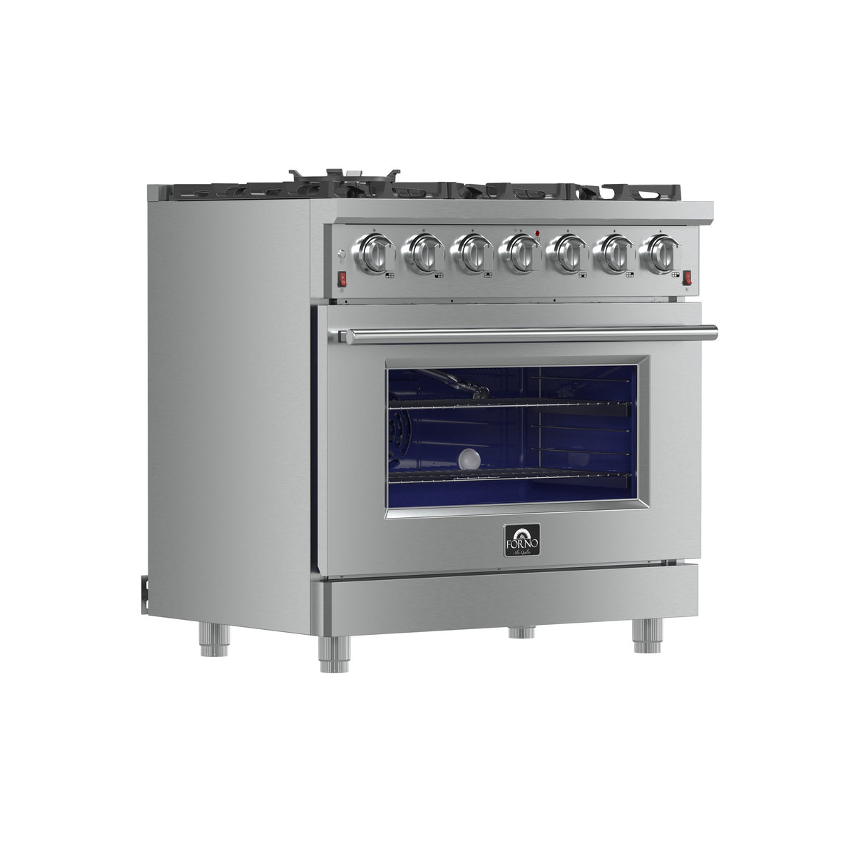 FORNO Massimo 36 in. Freestanding Gas Range, 5.36 cu. ft. Oven, 6 Sealed Burners, Stainless Steel (Model FFSGS6239-36)