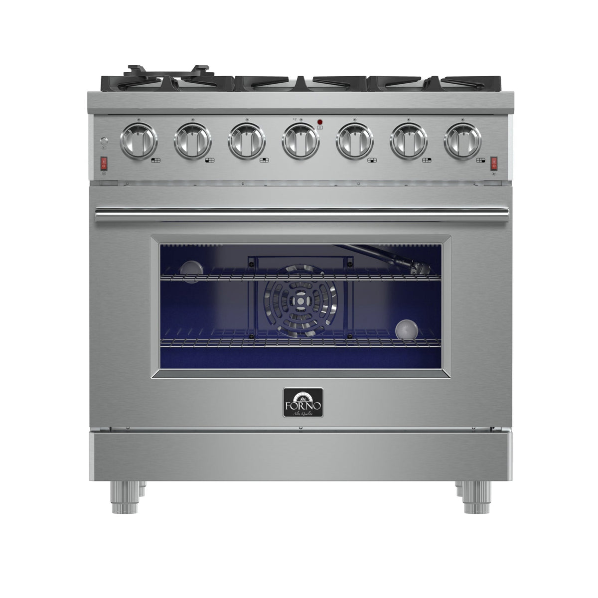 FORNO Massimo 36 in. Freestanding Gas Range, 5.36 cu. ft. Oven, 6 Sealed Burners, Stainless Steel (Model FFSGS6239-36)