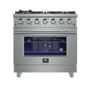 FORNO Massimo 36 in. Freestanding Gas Range, 5.36 cu. ft. Oven, 6 Sealed Burners, Stainless Steel (Model FFSGS6239-36)