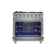 FORNO Massimo 36 in. Freestanding Gas Range, 5.36 cu. ft. Oven, 6 Sealed Burners, Stainless Steel (Model FFSGS6239-36)