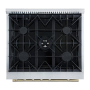 Forno Giovanni 30-Inch Gas Range, 4.32 cu. ft. Oven, 5 Sealed Burners with Griddle, Wok Ring & Air Fry Basket, Black with Antique Brass Accents (Model FFSGS6274-30BLK)