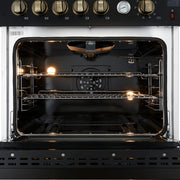 Forno Giovanni 30-Inch Gas Range, 4.32 cu. ft. Oven, 5 Sealed Burners with Griddle, Wok Ring & Air Fry Basket, Black with Antique Brass Accents (Model FFSGS6274-30BLK)