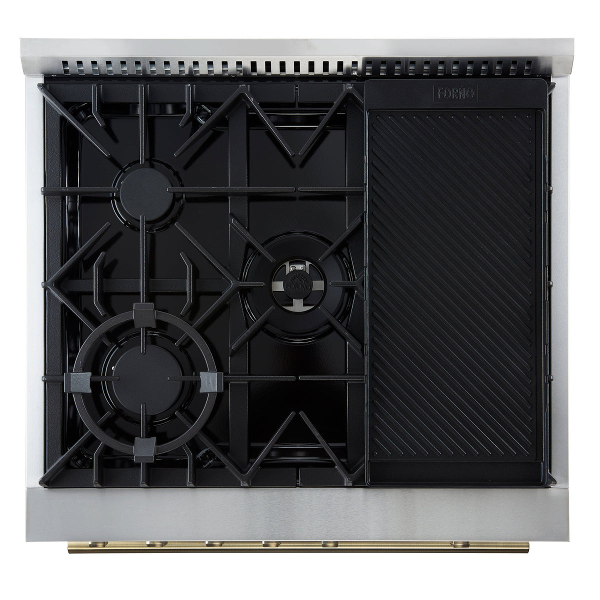 Forno Giovanni 30-Inch Gas Range, 4.32 cu ft Oven, 5 Sealed Burners, White with Antique Brass Accents (Model FFSGS6274-30WHT)