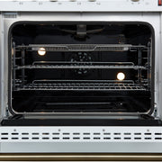 Forno Giovanni 30-Inch Gas Range, 4.32 cu ft Oven, 5 Sealed Burners, White with Antique Brass Accents (Model FFSGS6274-30WHT)