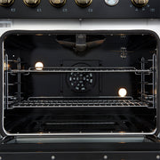 FORNO Marco 30-Inch Gas Range, 4.32 cu. ft. Oven, 4 Sealed Burners, Temperature Gauge, Black with Antique Brass Accents (Model FFSGS6277-30BLK)