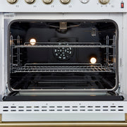 Forno Marco 30-Inch Gas Range, 4.32 cu ft Oven, 4 Sealed Burners, Temperature Gauge, White with Antique Brass Accents (FFSGS6277-30WHT)