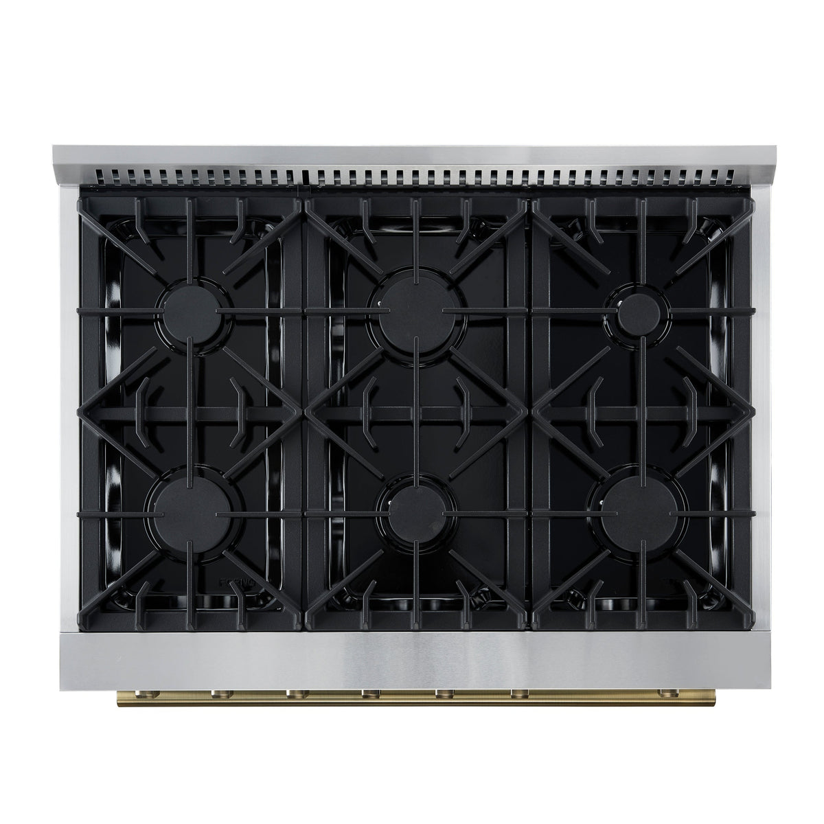 Forno Marco 36-Inch Gas Range, 5.36 cu. ft. Oven, 6 Sealed Burners, Built-In Temperature Gauge, Black with Antique Brass Accents (Model FFSGS6277-36BLK)