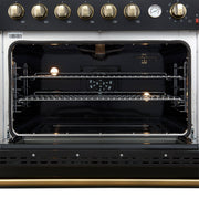 Forno Marco 36-Inch Gas Range, 5.36 cu. ft. Oven, 6 Sealed Burners, Built-In Temperature Gauge, Black with Antique Brass Accents (Model FFSGS6277-36BLK)