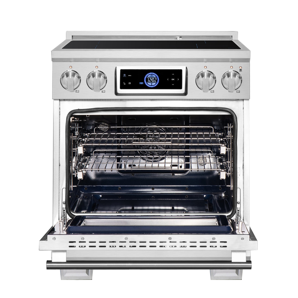 Forno Maximus 30-Inch Induction Range with 4.32 cu. ft. Oven, Air Fry, Air Sous Vide, True Convection, Digital Display – Model FFSIN0968-30