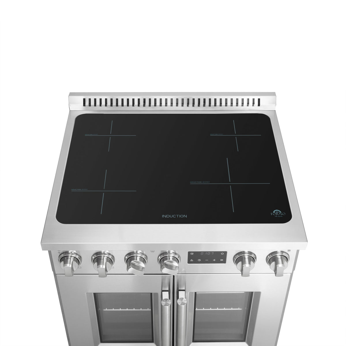 FORNO Torino 30-Inch Induction Range with French Door, 4.32 cu. ft. True Convection Oven, Air Fry & Sous Vide, Stainless Steel, 240V (FFSIN0950-30)