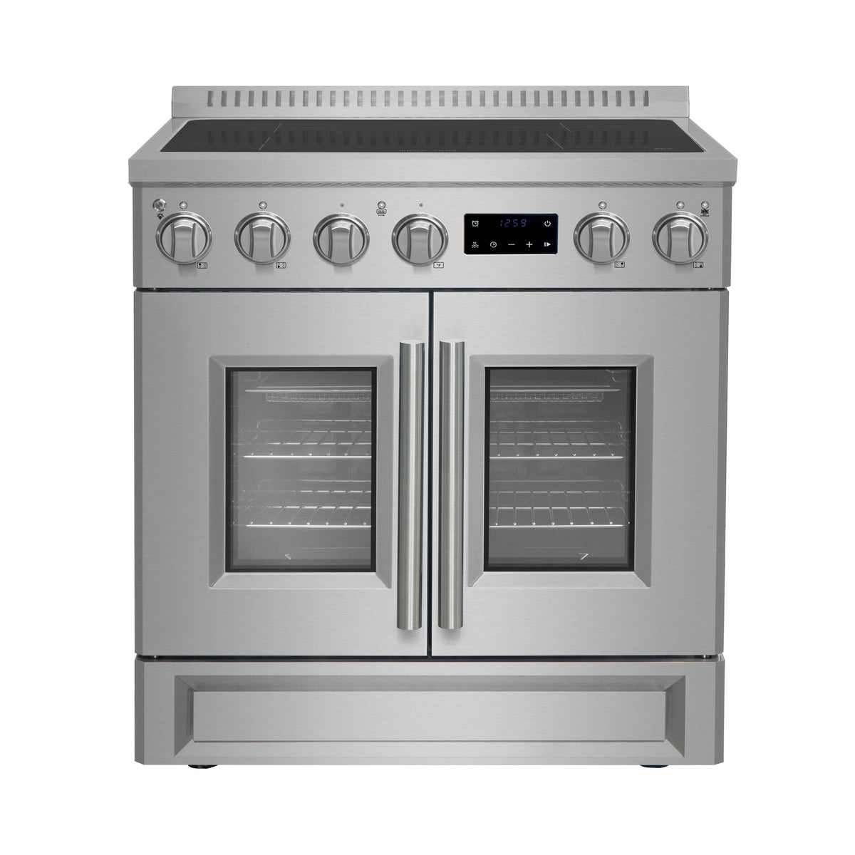 FORNO Torino 30-Inch Induction Range with French Door, 4.32 cu. ft. True Convection Oven, Air Fry & Sous Vide, Stainless Steel, 240V (FFSIN0950-30)