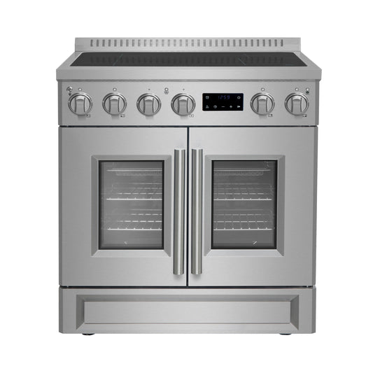 FORNO Torino 30-Inch Induction Range with French Door, 4.32 cu. ft. True Convection Oven, Air Fry & Sous Vide, Stainless Steel, 240V (FFSIN0950-30)