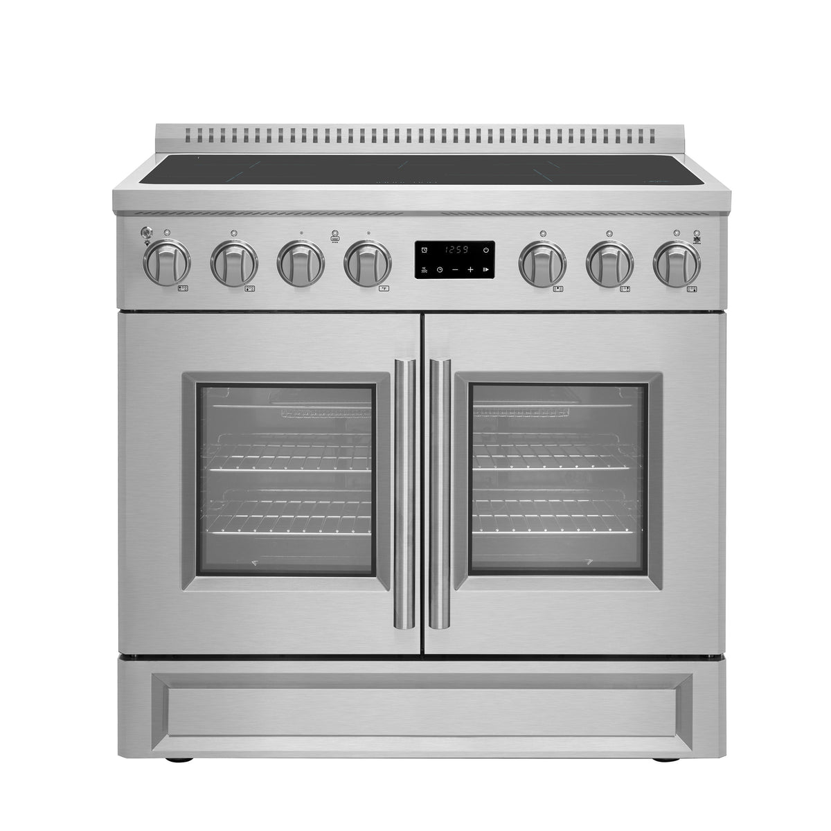 Forno Torino 36-Inch Induction Range with French Door Oven, 5.36 cu. ft., True Convection, Air Fry, Air Sous Vide, Stainless Steel, 240V (FFSIN0950-36)