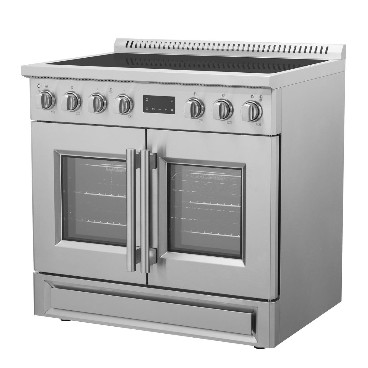 Forno Torino 36-Inch Induction Range with French Door Oven, 5.36 cu. ft., True Convection, Air Fry, Air Sous Vide, Stainless Steel, 240V (FFSIN0950-36)