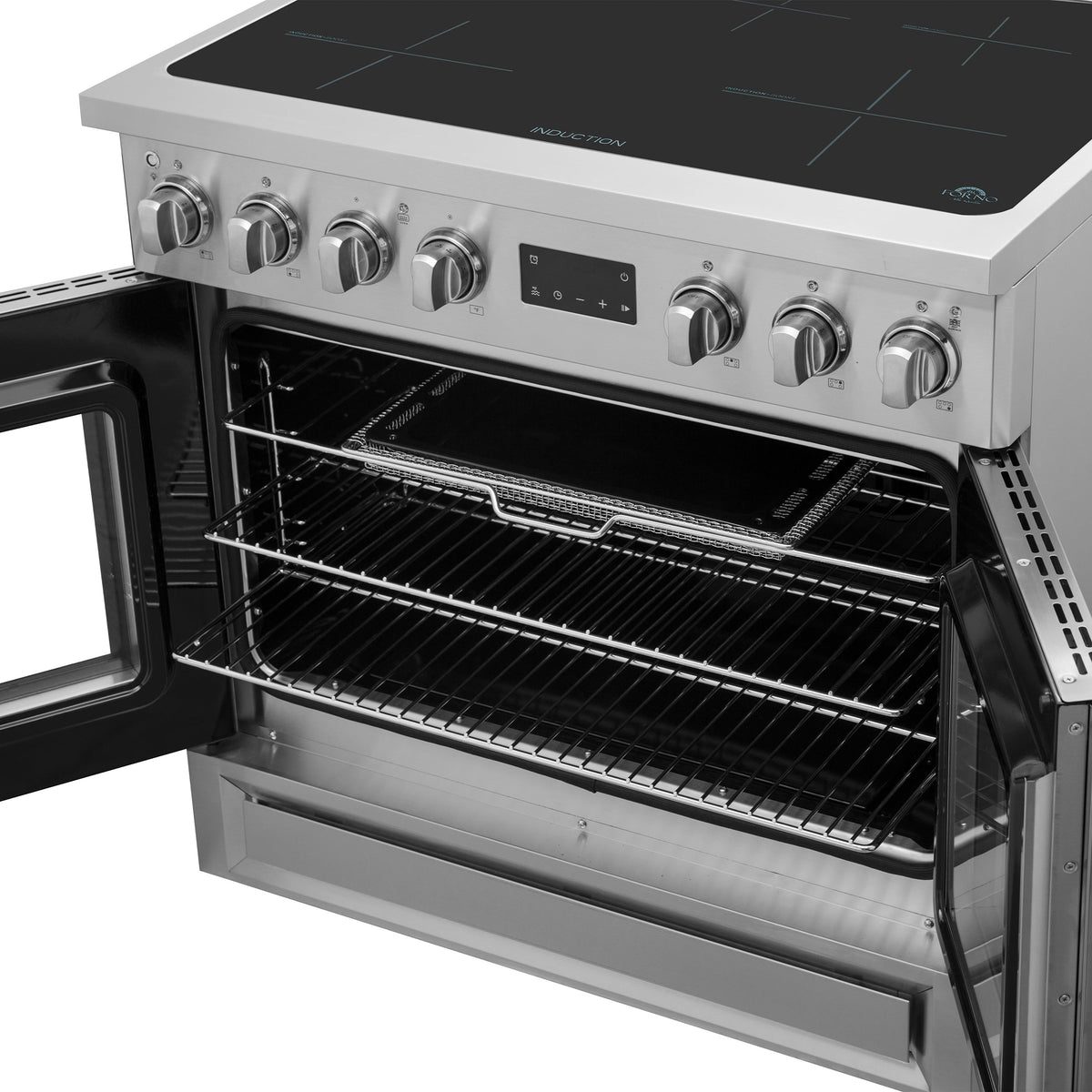 Forno Torino 36-Inch Induction Range with French Door Oven, 5.36 cu. ft., True Convection, Air Fry, Air Sous Vide, Stainless Steel, 240V (FFSIN0950-36)