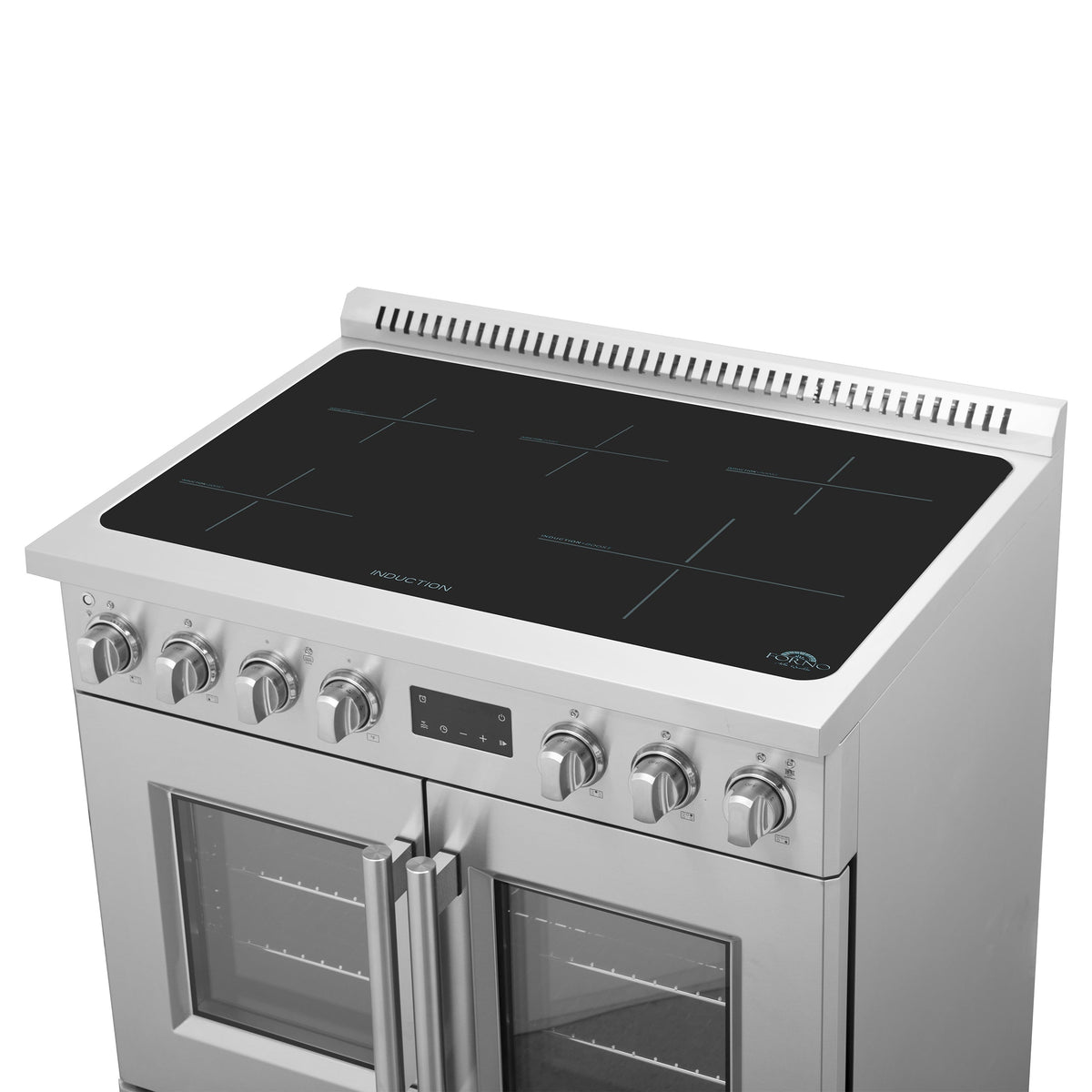 Forno Torino 36-Inch Induction Range with French Door Oven, 5.36 cu. ft., True Convection, Air Fry, Air Sous Vide, Stainless Steel, 240V (FFSIN0950-36)