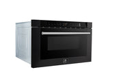 FORNO Capoliveri 24-Inch Built-In Microwave Drawer, 1.2 cu. ft., Black with Stainless Steel Handle (FMWDR3000-24BLK)