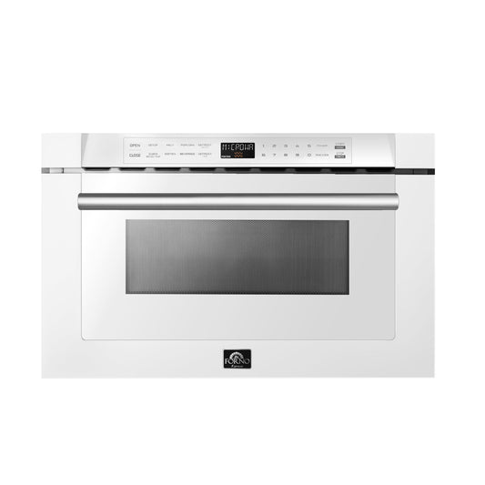 FORNO Capoliveri 24-Inch Built-In Microwave Drawer, 1.2 cu. ft., White with Stainless Steel Handle (Model FMWDR3000-24WHT)