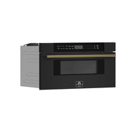 FORNO Capoliveri 30-Inch Built-In Microwave Drawer, 1.2 cu. ft., Black with Antique Brass Handle (FMWDR3000-30BLK)