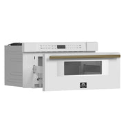 FORNO Capoliveri 30-Inch Built-In Microwave Drawer, 1.2 cu. ft., White with Antique Brass Handle (Model FMWDR3000-30WHT)